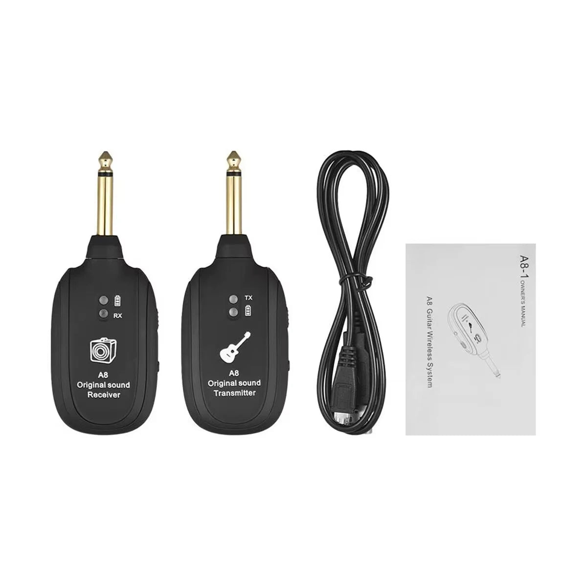 Miwayer A8 Guitar Wireless System - Built-in Rechargeable Transmitter & Receiver for Electric Guitar/Bass