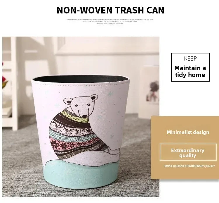 European Leather Trash Can Household Large British Style Storage Bucket Lidless Waste Paper Basket Household Items
