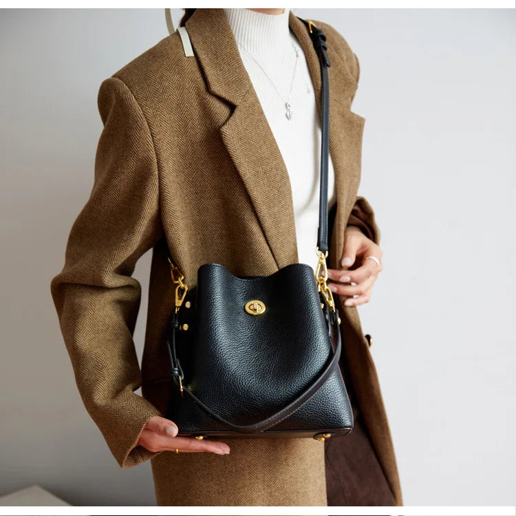 Fashion PU leather Women Handbags Large Capacity Fashion female Bucket Shoulder Bag Elegance ladies messenger bag burgundy totes