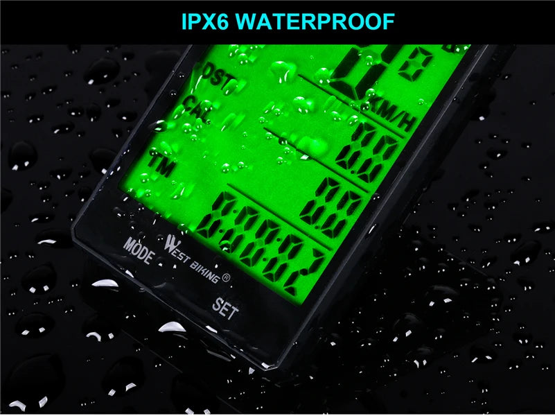 WEST BIKING Bike Compuer Stopwatch IPX6 Waterproof 2.8In Cycling Speedometer Wireless Multifuction 2 Backlight Modes Odometer