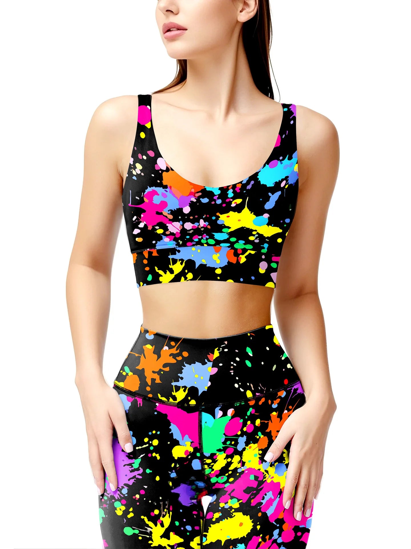 LEOSOXS Digital Printing 2piece Yoga Set Running Sports Gym Cycling Workout Comfortable