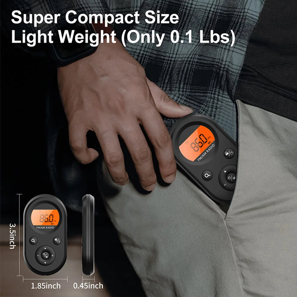 Portable Pocket Radio, Rechargeable AM/FM Radio with Long Battery Life, Stereo Earphone, Sleep Timer, Small Digital Transistor