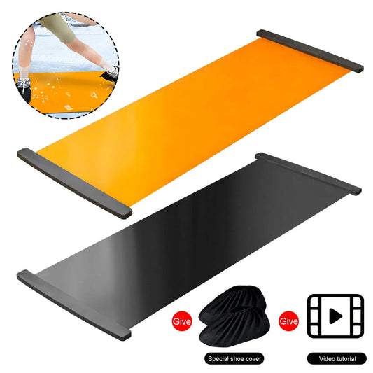 140/180/200cm Yoga Mat Skating Slide Board Household Sliding Fitness Training Board for Ice Hockey Roller Skating Leg Exercise