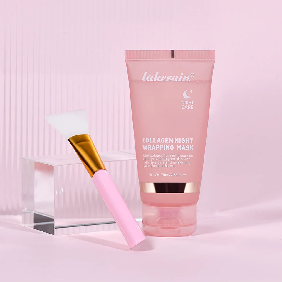 Collagen Wrapping Mask And Brush Set Rejuvenation Moisturize Brightening Korean Face Mask Make Glowy Skin