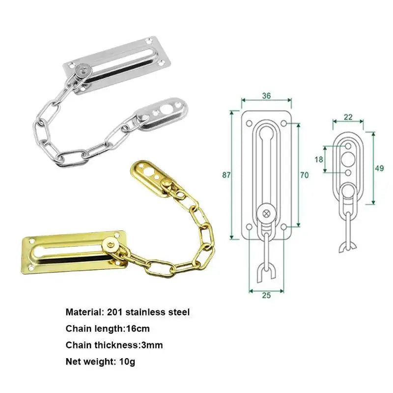 Stainless Steel Door Safety Guard Chain Security Bolt Locks Cabinet Latch DIY Home Tools
