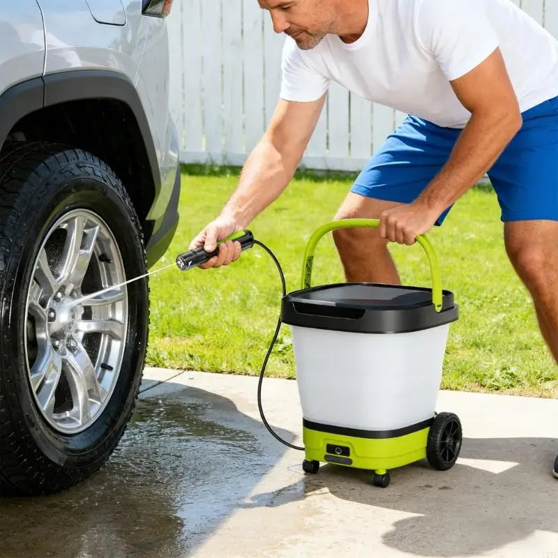 Handheld Wireless Cleaning Device With 12L Collapsible Water owner And Changeable Nozzle Set For Vehicle Outdoor Care X37F