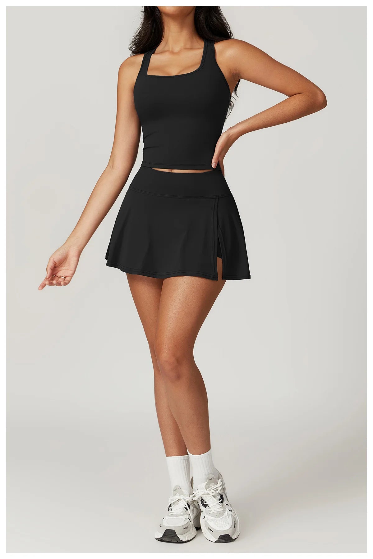 Tight Tennis Skirt Set Yoga Clothing Anti-Shine Bottom Pants Set Quick Dry High Waisted Hip Lifting Running Fitness Exercise Set