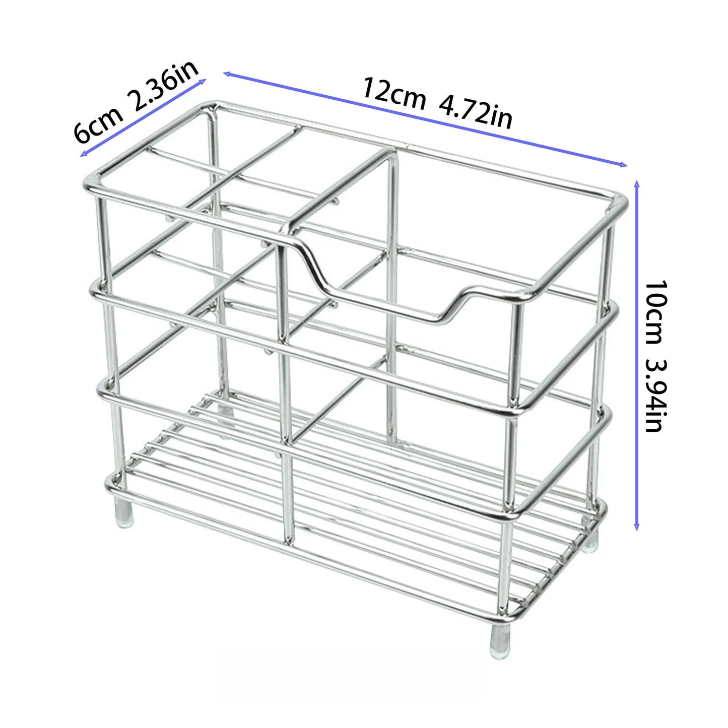 Bathroom Countertop Toothbrush Storage Rack Stainless Steel Organizer for Toothpaste Cups Razors and Daily Essentials