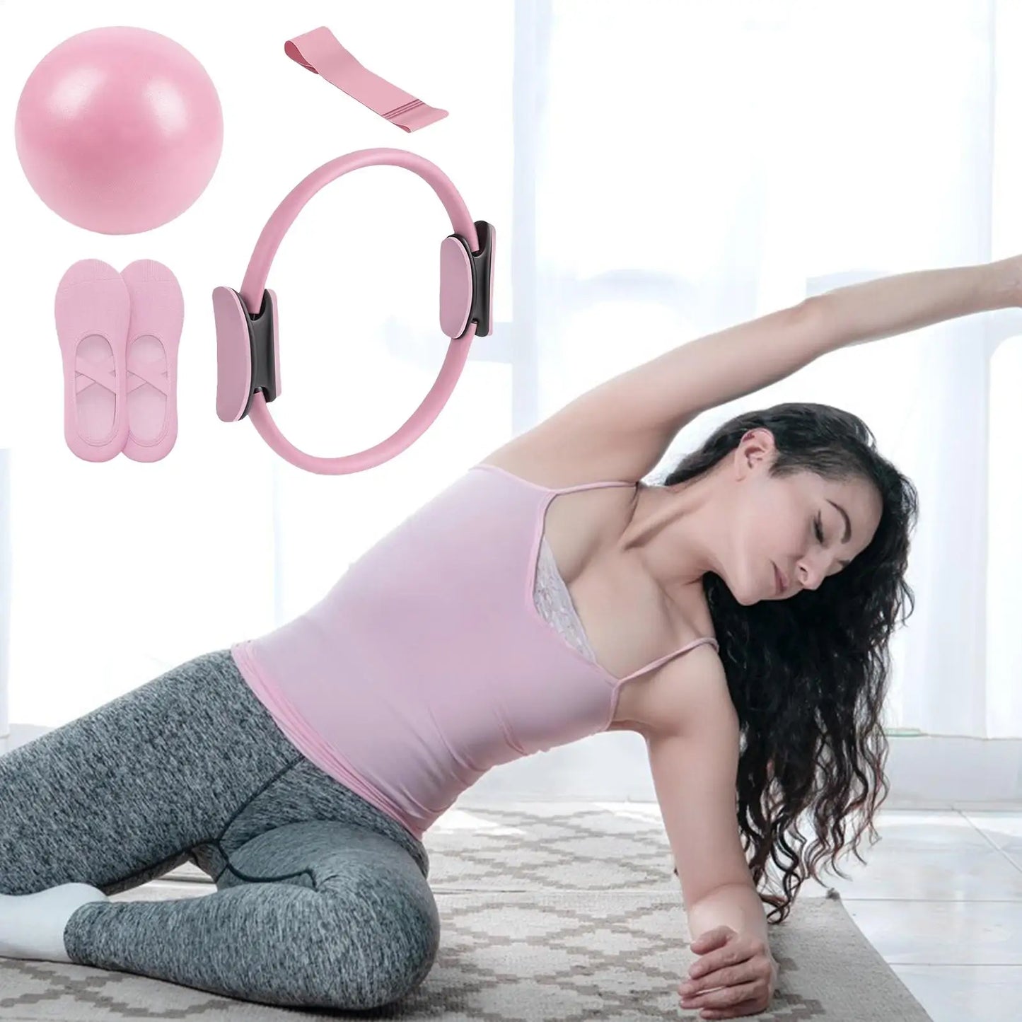 Pilates Ring and Ball Set Pilates Fitness Equipment Portable Resistance Band Exercise for Pregnancy Postpartum Travel