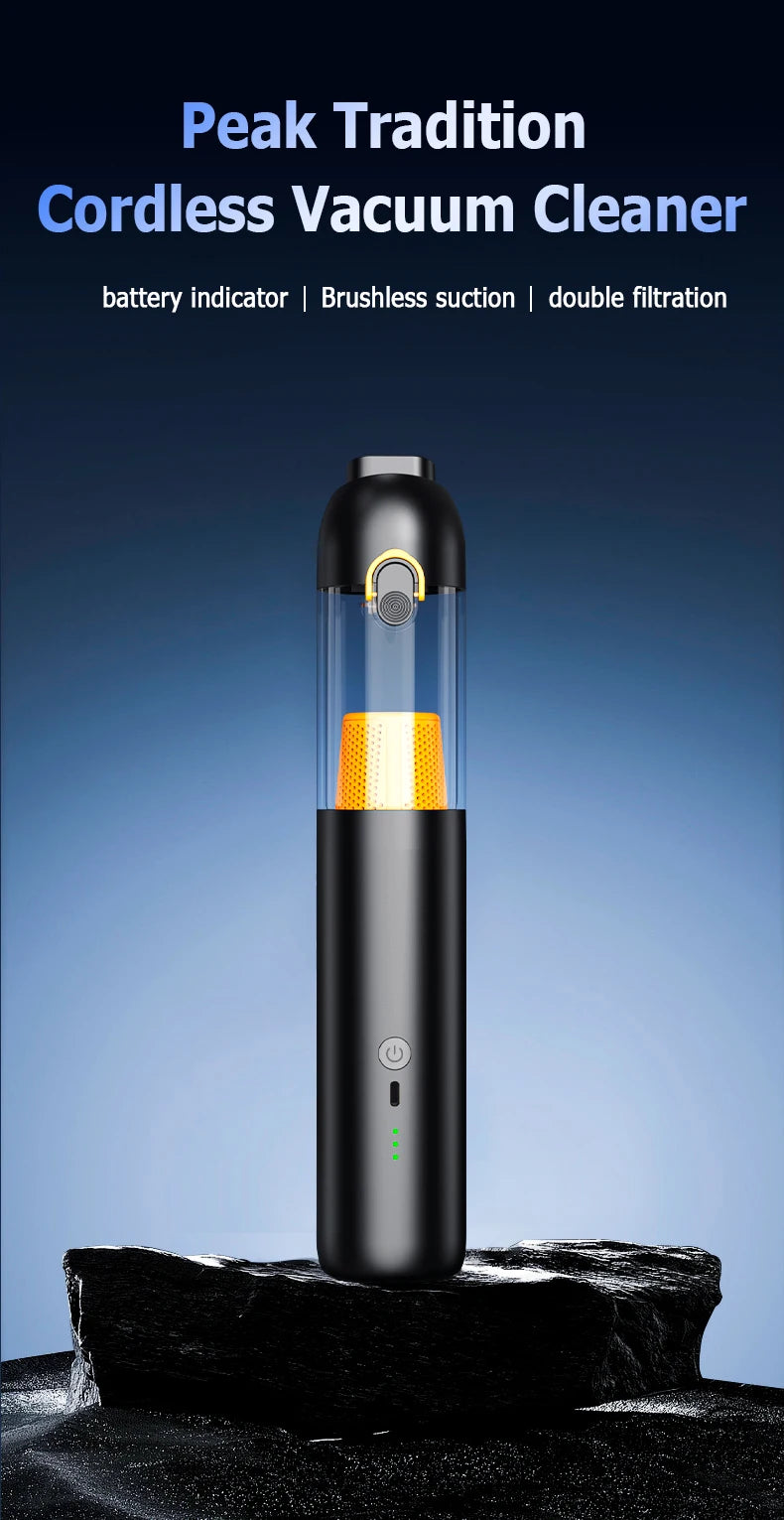 Compact vacuum cleaner is suitable for computer rooms, indoor and outdoor areas, and cars. It has extremely strong suction power