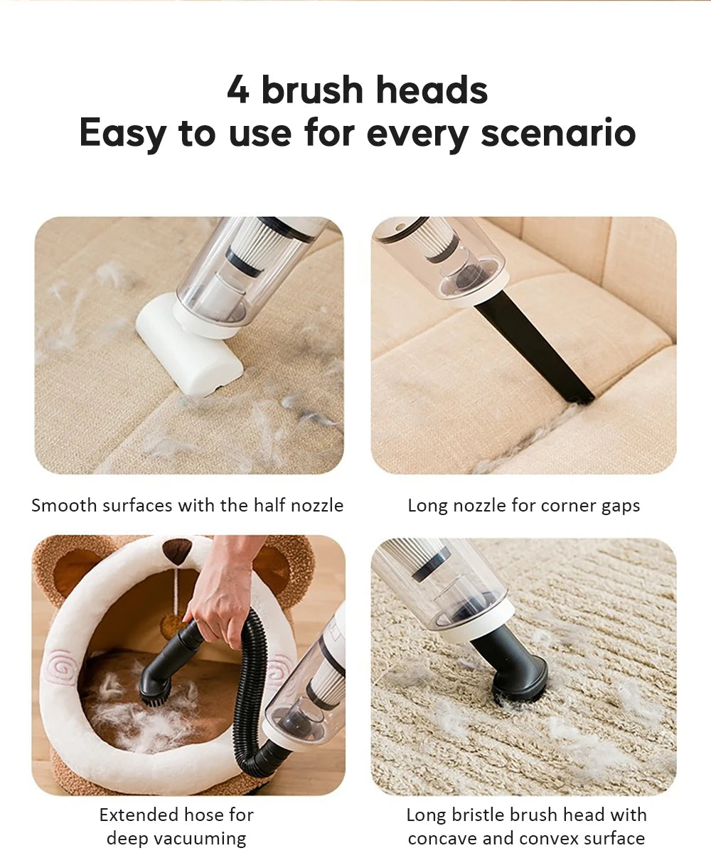 Pet Electric Cleaner Cat Hair Cleaning Vacuum Cordless 12000Pa Suction Portable For Dog Hair Carpet Remove Hand-held Cleaning