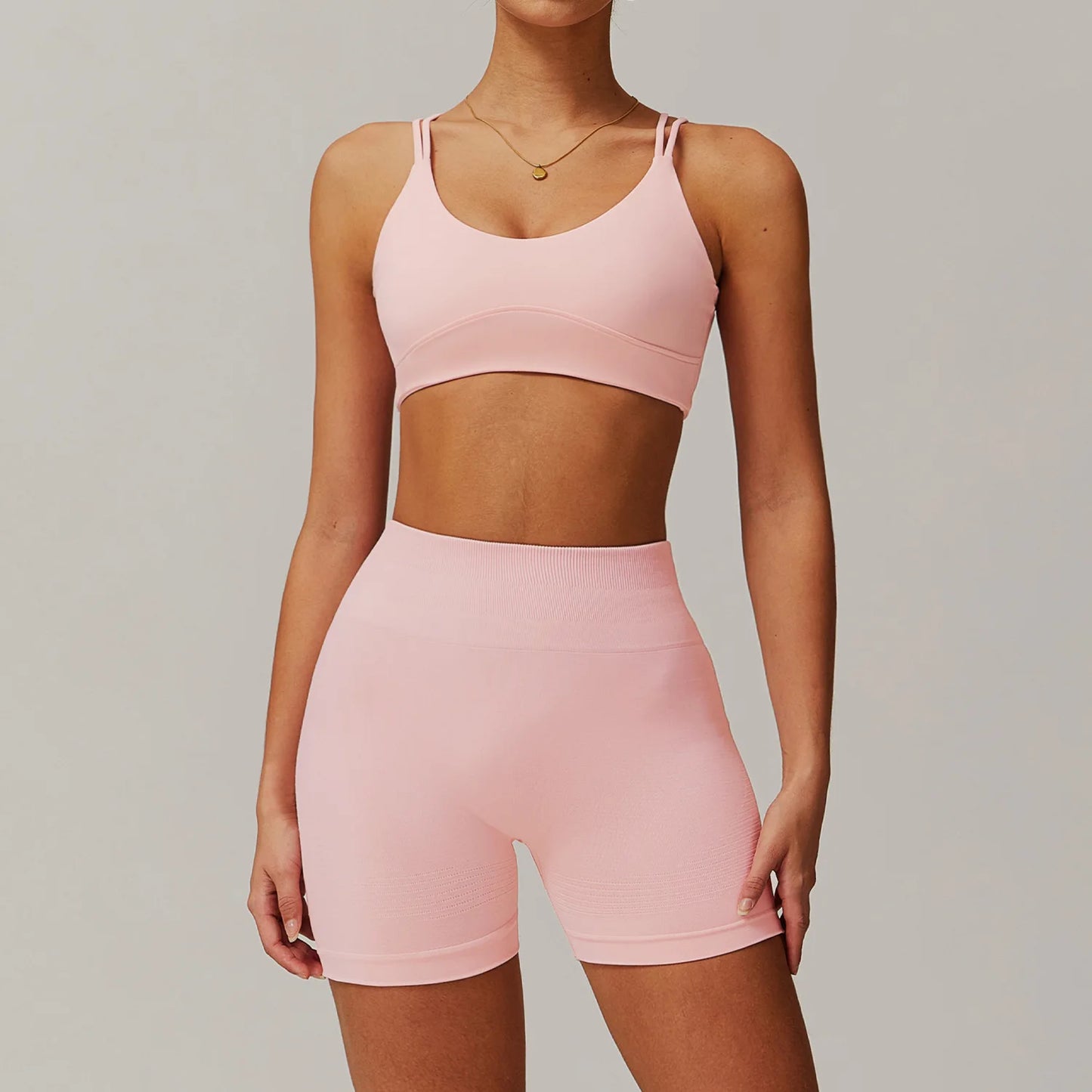 Naked Feeling Yoga Set Women Gym Workout Clothes Padded Sports Bra Outdoor Fitness