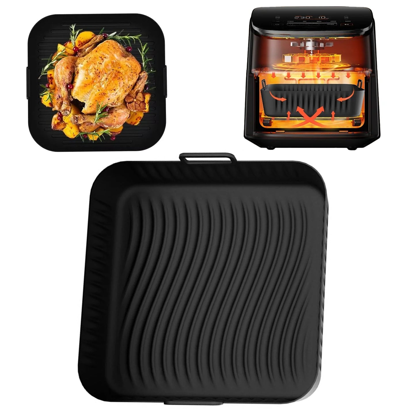 Top-Rated Silicone Baking Tray Square Mat for COSORI Air Fryer Non-Stick Reusable Accessory