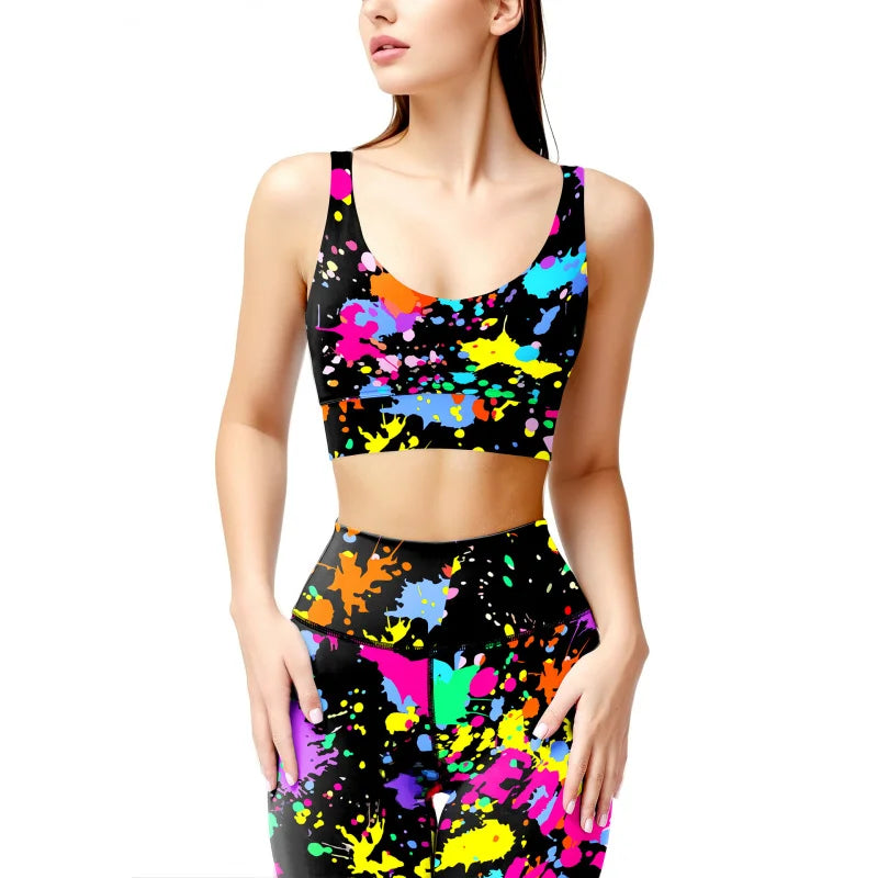 LEOSOXS Digital Printing 2piece Yoga Set Running Sports Gym Cycling Workout Comfortable