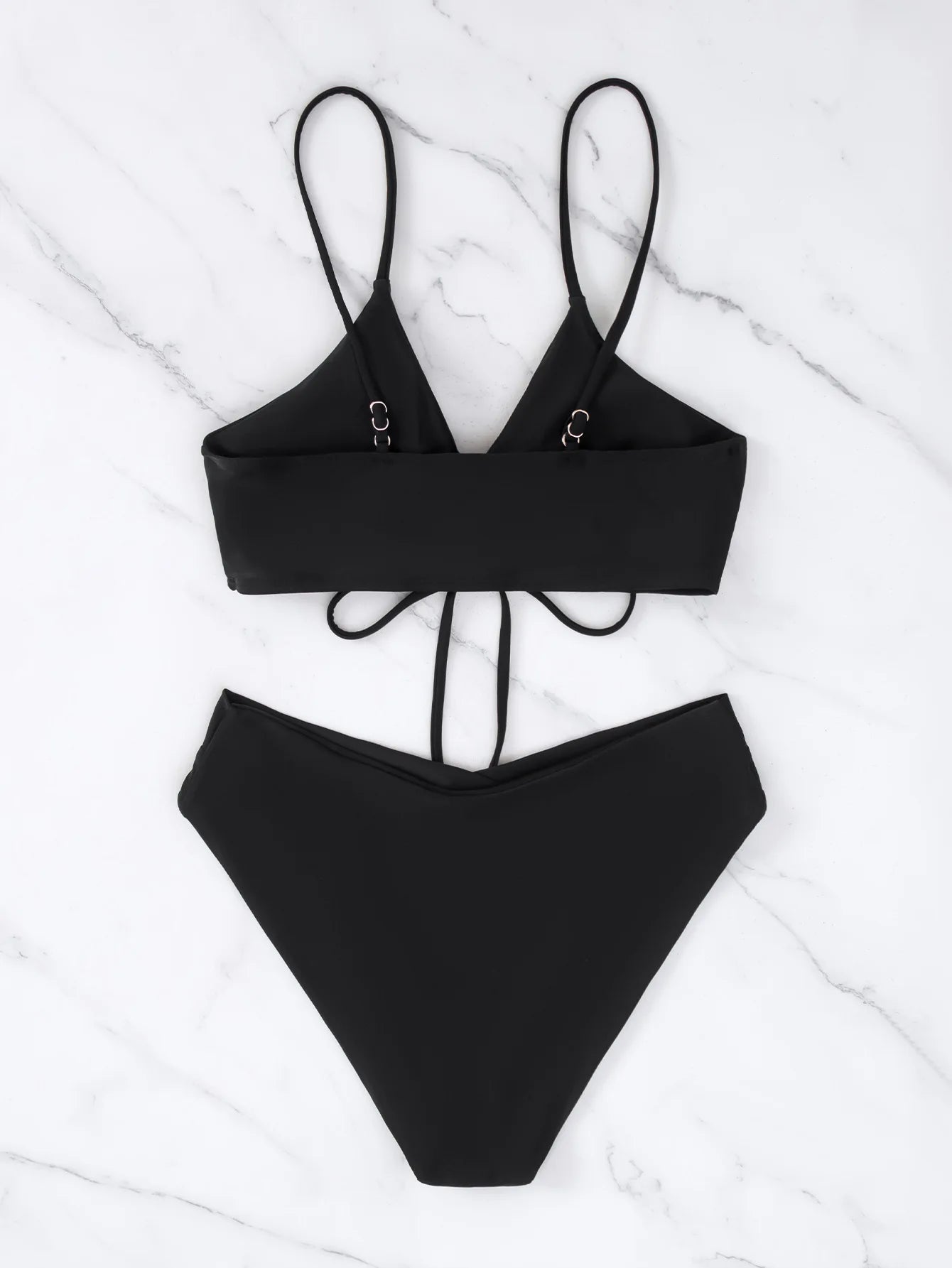 New Women's Swimsuit High Waist Two Piece Bikini Set Hollow Out V-neck Bandage Cross Backless Beach Swimwear Summer Bathing Suit
