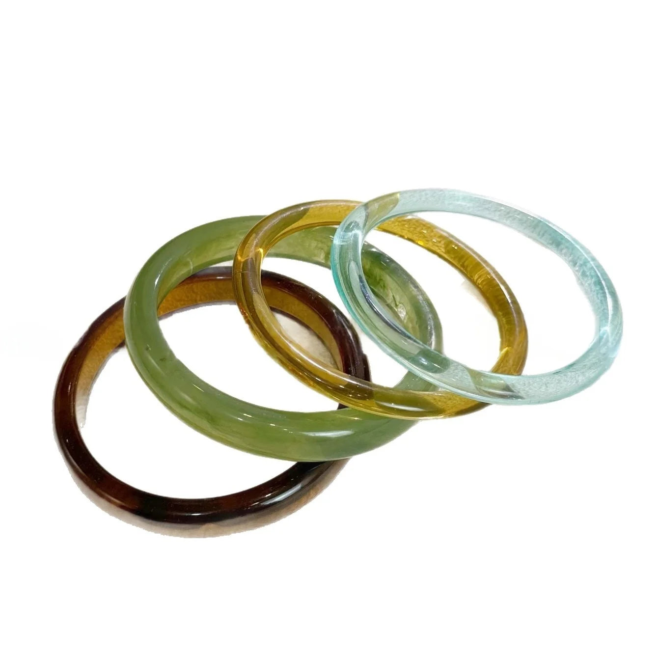 4-Piece-Set Resin Texture Acrylic Bangle Suit for Women Simple Versatile Opening Smudging Bangles Light Luxury Fashion Jewelry