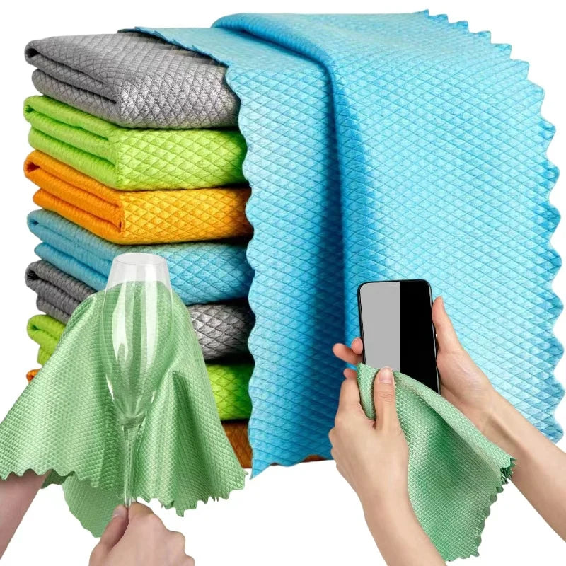5/10PCS Microfiber Glass Cleaning Cloth Lint Free Quickly Clean Windows, Glasses, Windshields, Mirrors, Stainless Steel