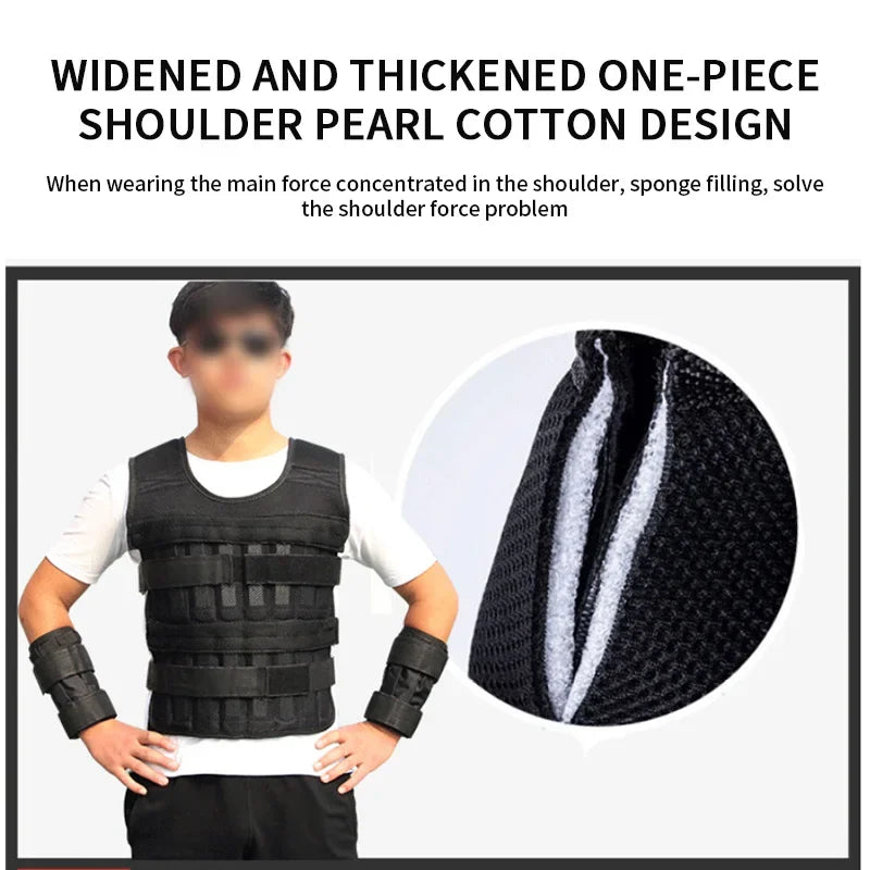 New Training Jacket Gym Fitness Equipment 15/35KG Adjustable Loading Weight Vest Boxing Running Workout Waistcoat Sand Clothing