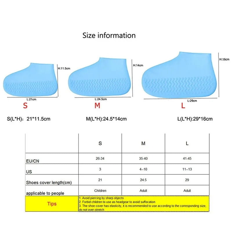 Reusable Waterproof Rain Shoes Covers Silicone Outdoor Rain Boot Overshoes Walking Shoes Accessories Reusable Shoe Cover
