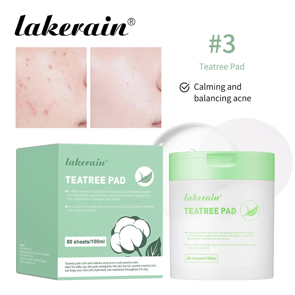 Lakerain Makeup Cotton Pad Teatree Pad Facial Toner Soothing Cotton Pad Calm Sensitive Skin Mild Texture Cotton Pad