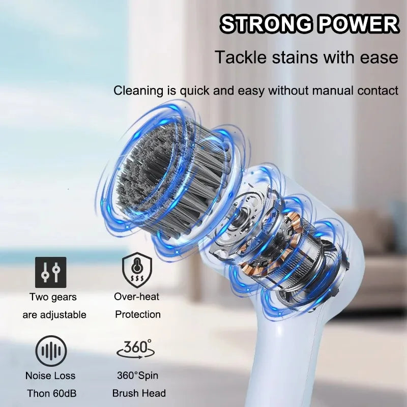 Electric Cleaning Brush Electric Spin Scrubber Bathroom Cordless Cleaning Brush Power Scrubber with 5 Replaceable Brush Heads