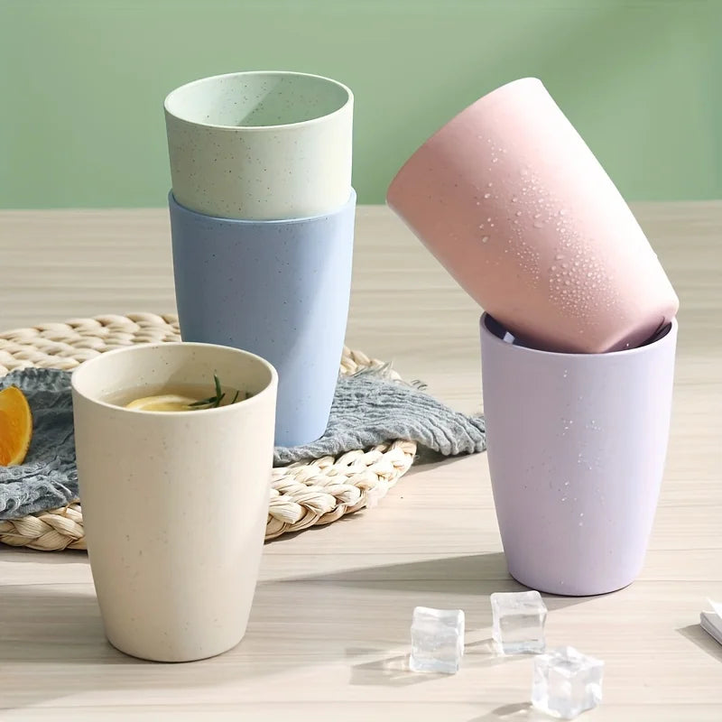 5 Colors Reusable Plastic Cups - Multicolor, Stackable Tumblers for Kitchen, Office & Travel - Durable Drinkware