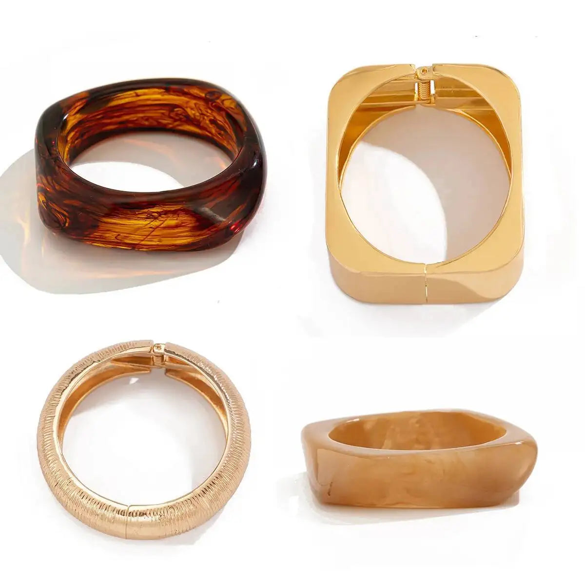 IngeSight.Z Vintage Irregular Geometric Resin Wide Bangles Bracelet for Women Hip Hop Punk Chunky Metal Bangles Trendy Jewelry
