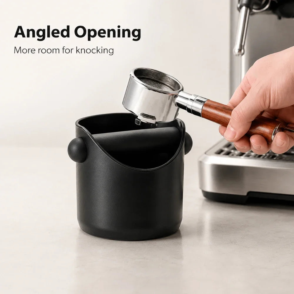 Compact Espresso Knock Box Mini ABS Coffee Grounds Container with Knock Bar for Portafilter Home Coffee Station Countertop Bin