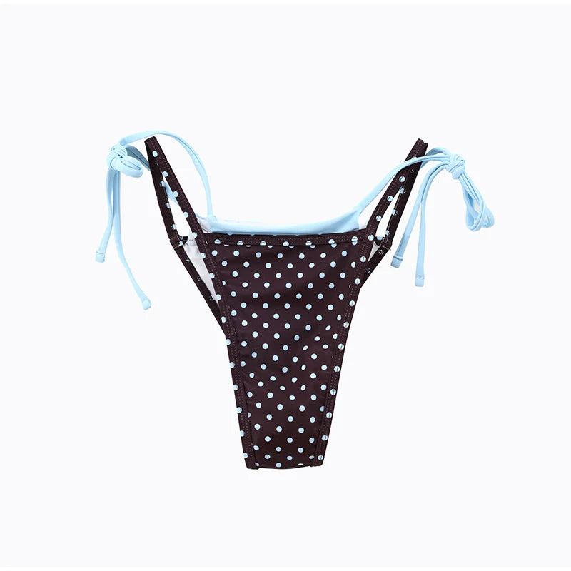 Polka Dot Bikini 2 Piece Set Women Sexy Sleeveless Lace Up Cropped Sling Vest Suit 2026 Lady Summer Chic Holiday Beach Swimsuit
