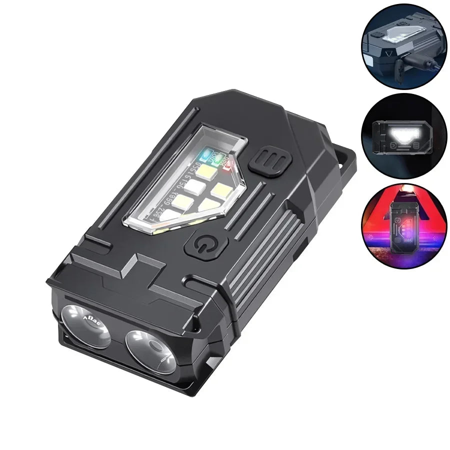 Portable LED COB Flashlight Rechargable Lantern Portable Side COB Torch with Hat Clip Torch for Outdoor Camping Emergency Lamp