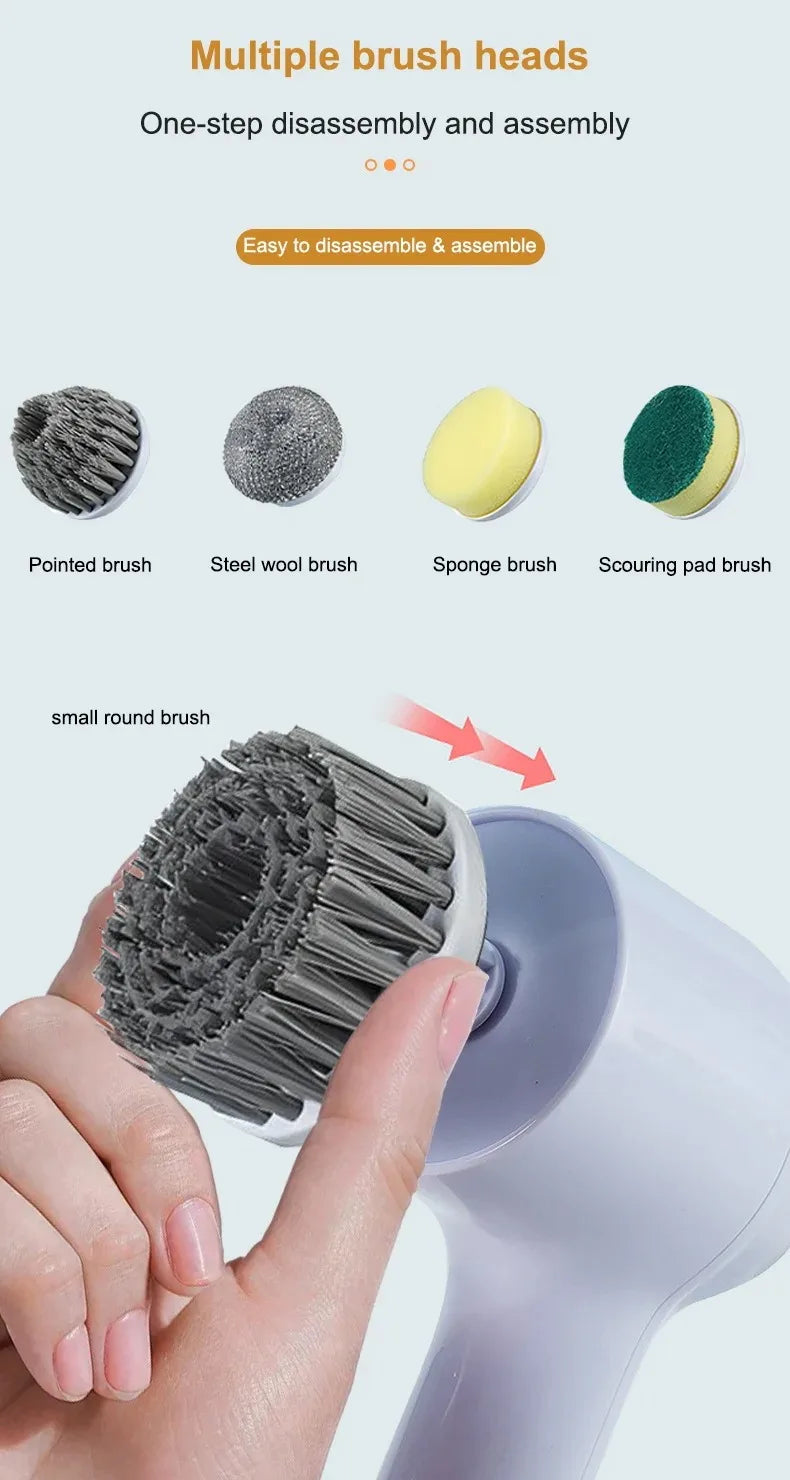 Electric Cleaning Brush Electric Spin Scrubber Bathroom Cordless Cleaning Brush Power Scrubber with 5 Replaceable Brush Heads