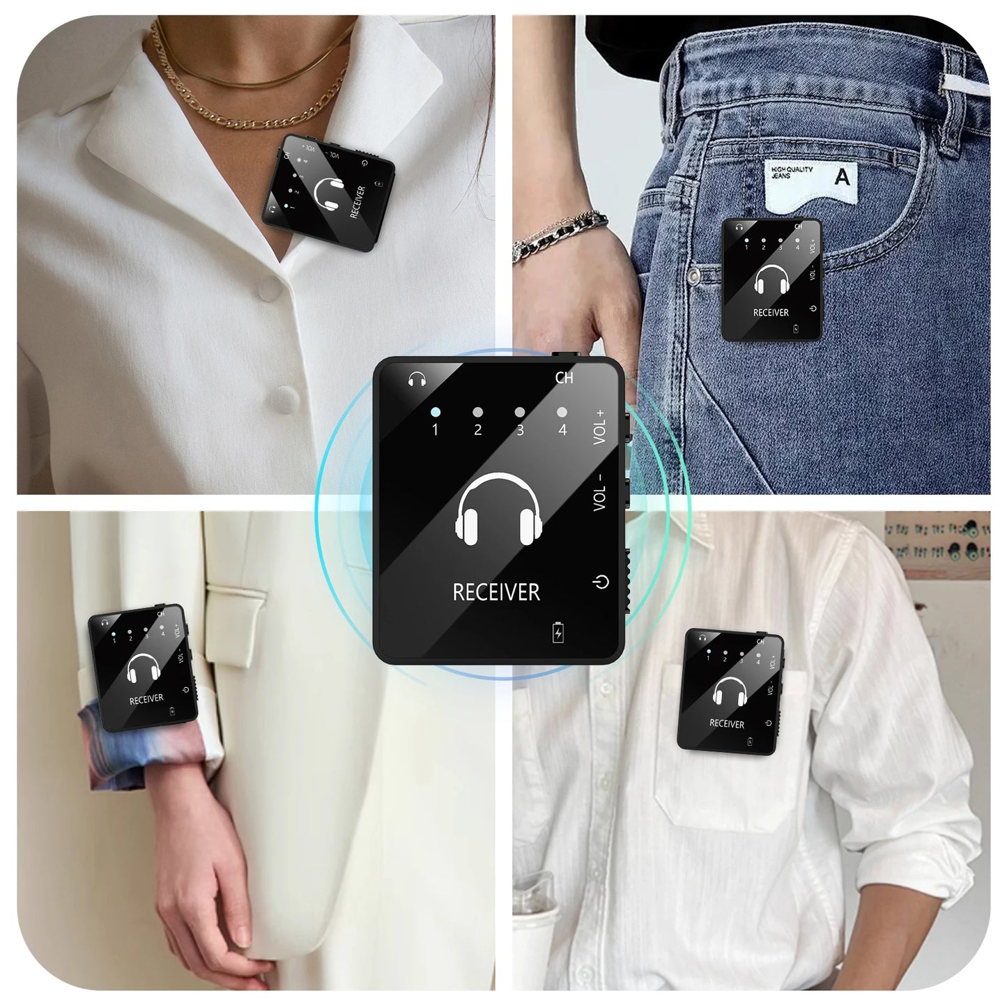 Wireless In Ear Monitoring System, 2.4GHz Wireless IEM System with Transmitter and Lavalier Receiver, for Band Rehearsal