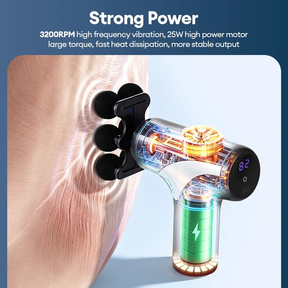 Portable Massage Gun 38 Gears Adjustment Intelligent Pressure Sensing Wireless Massager for Neck Back Leg Body Muscle Massager