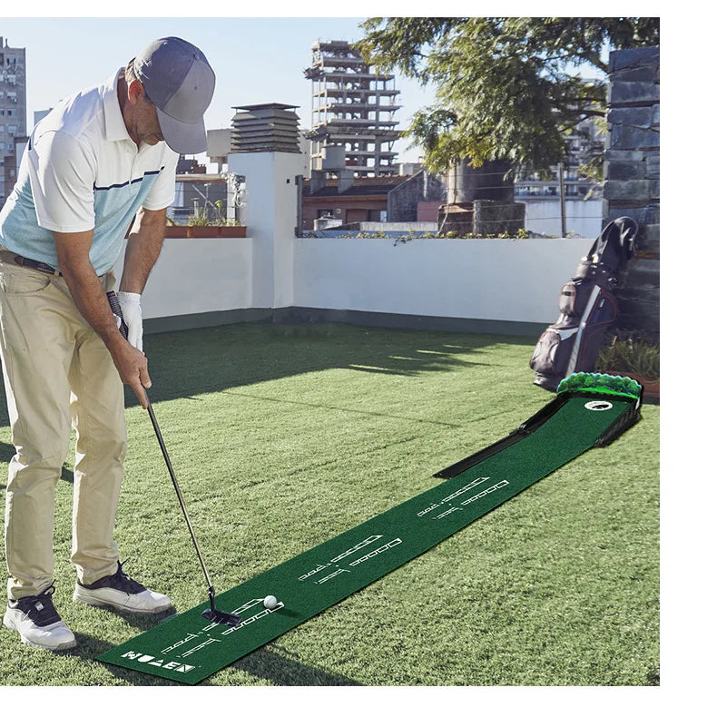 Portable Golf Practitioner Indoor and Outdoor Golf Putting Green Trainer Mat Mini Golf Green Putter Mat Portable For Home Office