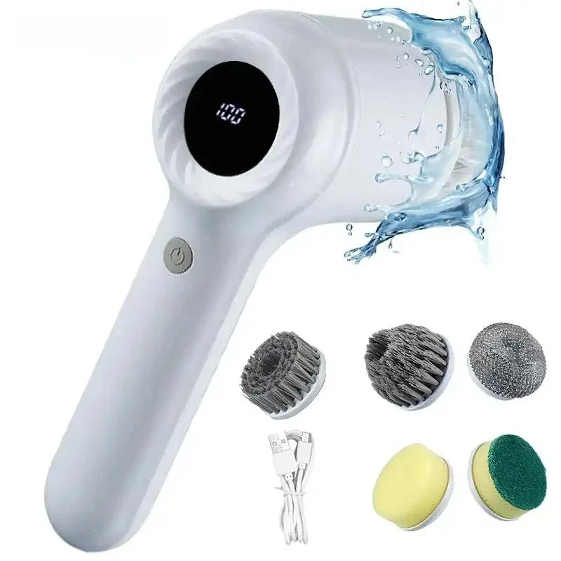 Electric Cleaning Brush Electric Spin Scrubber Bathroom Cordless Cleaning Brush Power Scrubber with 5 Replaceable Brush Heads