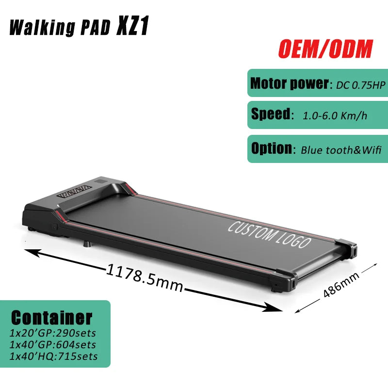 Portable Electric Home Fitness Treadmill Machine Under Desk Foldable Walking Pad With Curved Design LCD Screen Telecontrolled