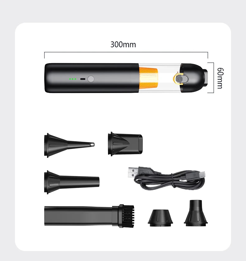 Compact vacuum cleaner is suitable for computer rooms, indoor and outdoor areas, and cars. It has extremely strong suction power