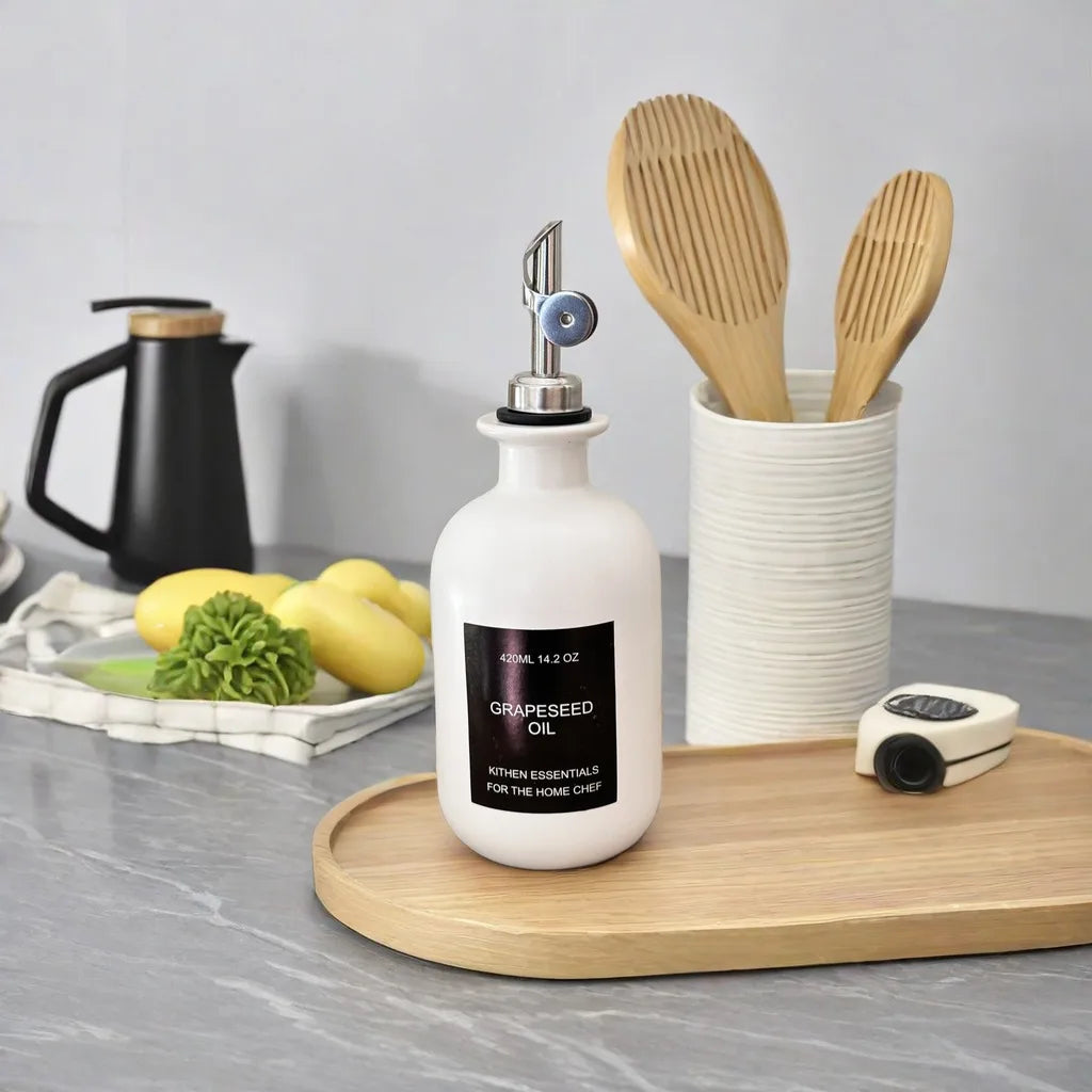Household ceramic soy sauce bottle leakproof automatic open oil bottle leakproof household kitchen seasoning utensils