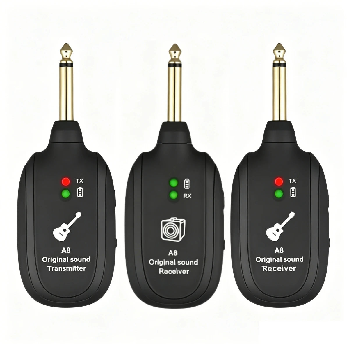 Miwayer A8 Guitar Wireless System - Built-in Rechargeable Transmitter & Receiver for Electric Guitar/Bass