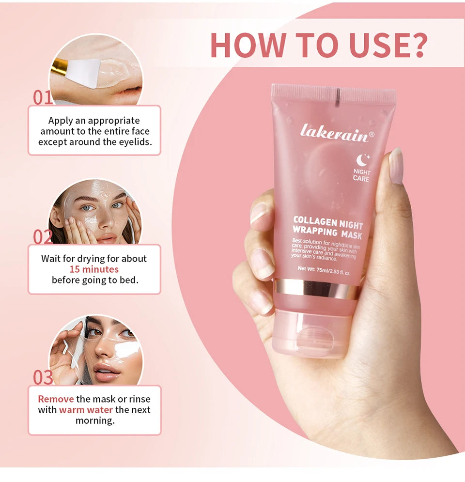 Collagen Wrapping Mask And Brush Set Rejuvenation Moisturize Brightening Korean Face Mask Make Glowy Skin