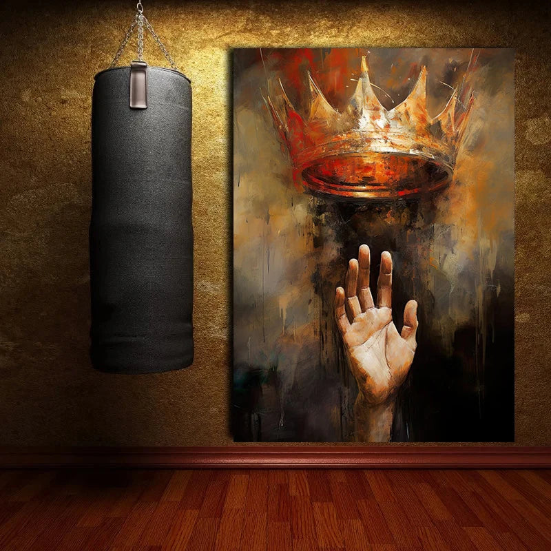Gym Motivation Muscle Man with Tiger Bodybuilding Fitness Art Poster Canvas Painting Wall Print Picture for Home Gym Decor