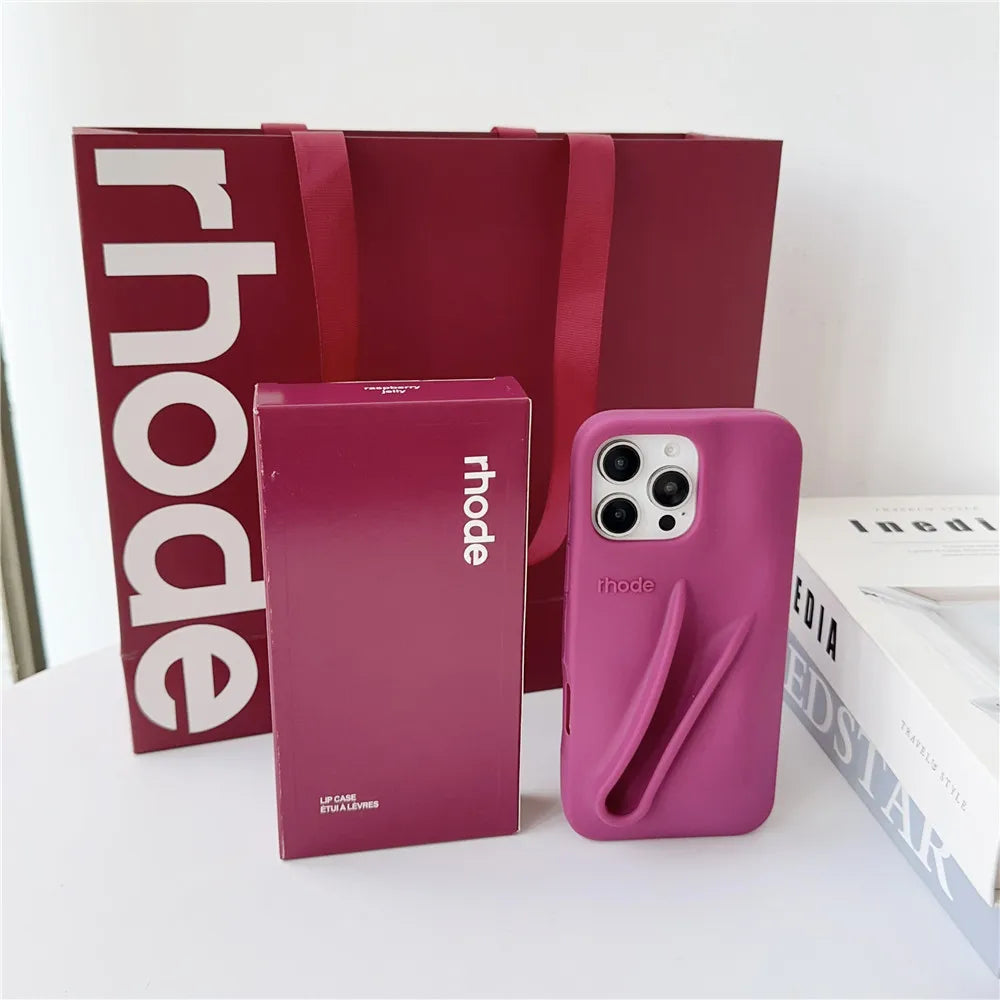 With Box Rhode Bag Fashion Phone Case for iPhone 16E 17 Air 16 15 14 13 12 11 Pro Max Plus Lip Gloss Portable Stand Cover Funda
