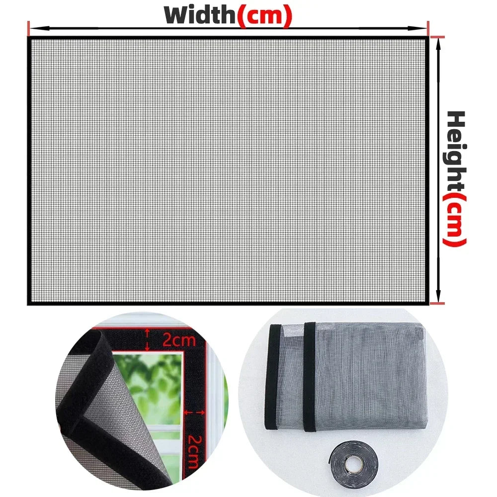 Customizable Size Mosquito Net Reusable Lightweight & Breathable Insect-Proof SelfAdhesive Reusable Window Screen Bug Protection