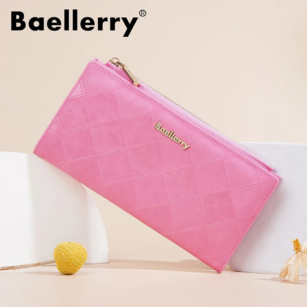 Baellerry Korean Style Small Wallet Women - PU Leather Zipper Pocket, Mini Card Holder for Daily Essentials