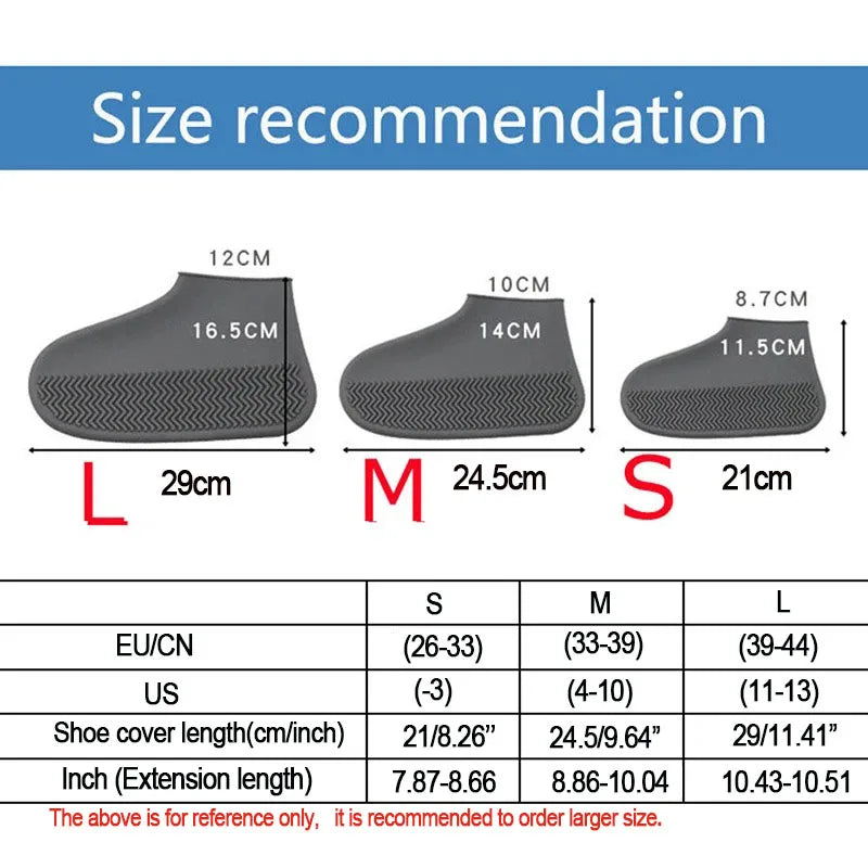 Reusable Waterproof Rain Shoes Covers Silicone Outdoor Rain Boot Overshoes Walking Shoes Accessories Reusable Shoe Cover