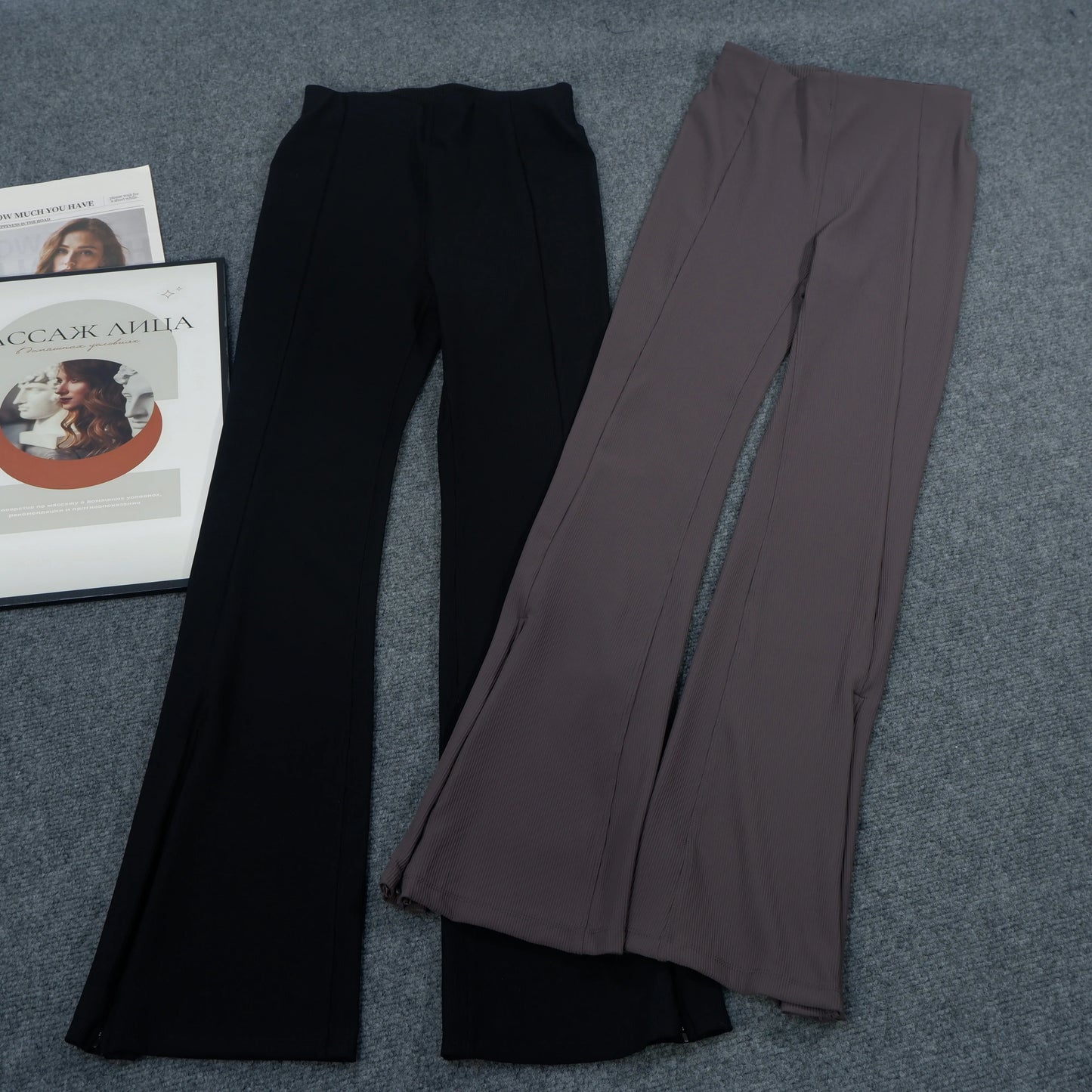 Yoga Pants for Women, High-Waisted, Ribbed, Flared, Comfortable