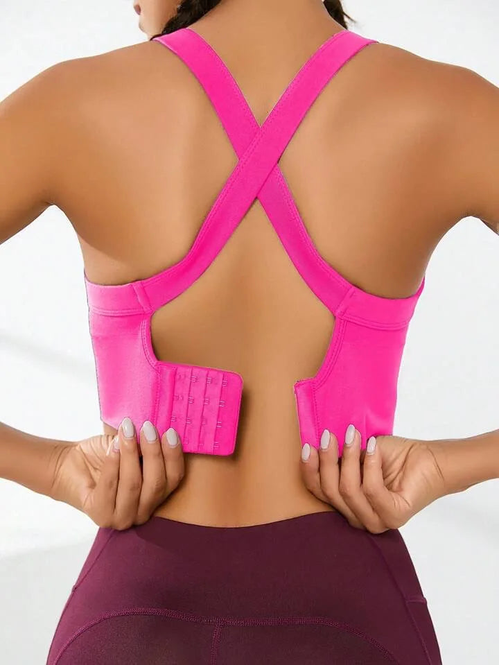 Sports and beautiful back bra set, cross-back sports bra, no chest pad, adjustable size, and can be worn inside normally.