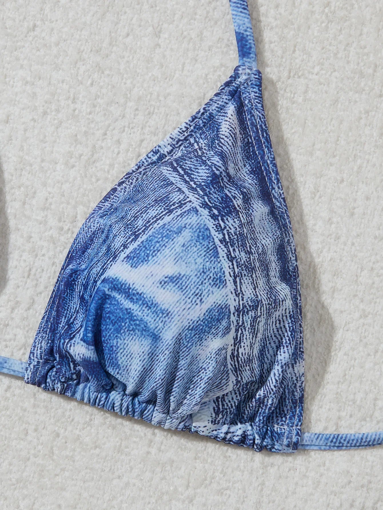 Sexy High Waist Triangle Pant Bikini Set Women's Two-Piece Swimsuit Denim Print Separate Swimwear Cross-Border Clothing