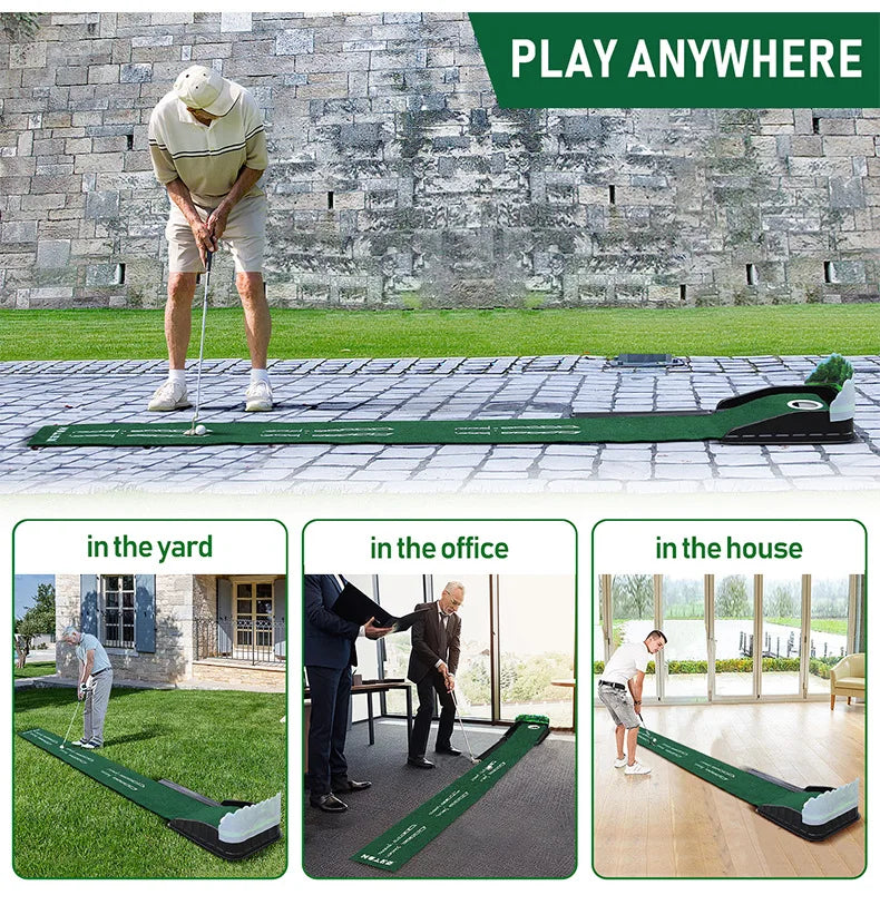 Portable Golf Practitioner Indoor and Outdoor Golf Putting Green Trainer Mat Mini Golf Green Putter Mat Portable For Home Office