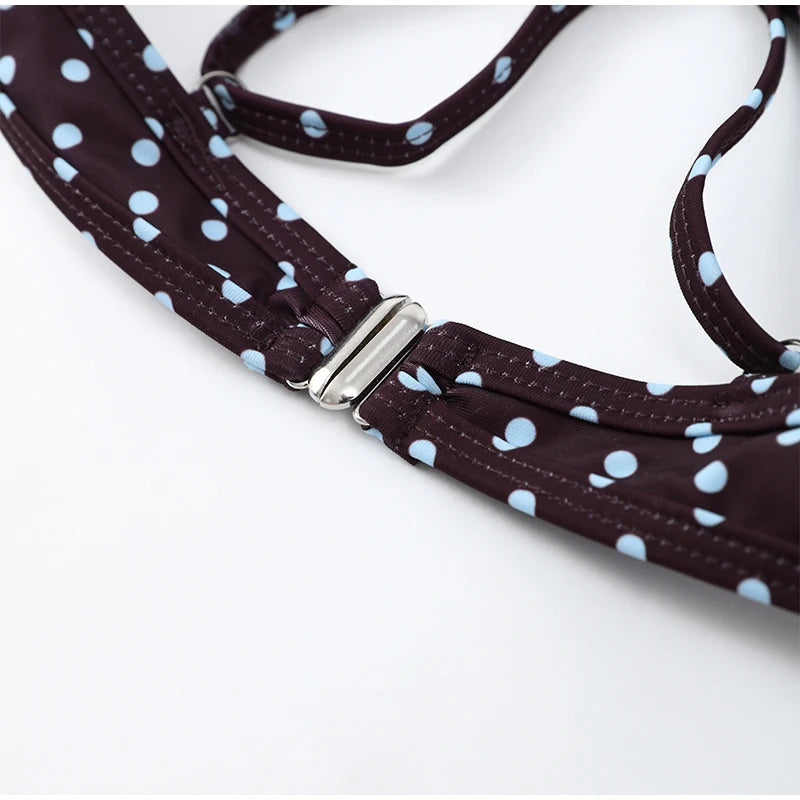 Polka Dot Bikini 2 Piece Set Women Sexy Sleeveless Lace Up Cropped Sling Vest Suit 2026 Lady Summer Chic Holiday Beach Swimsuit